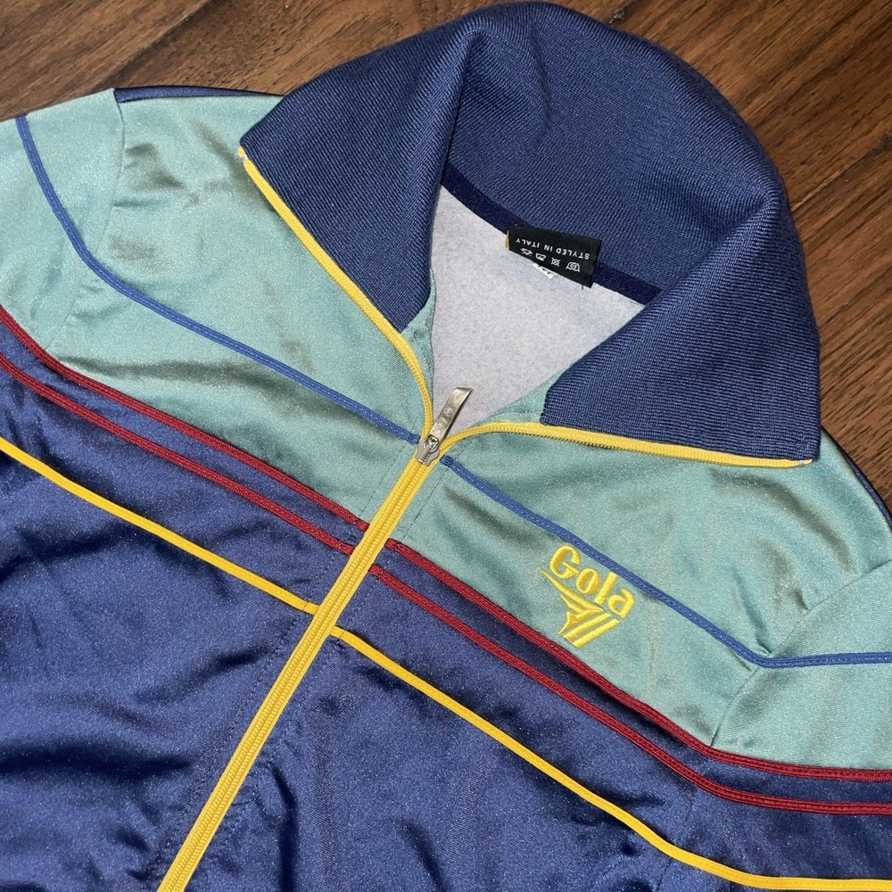VTG Gola Blue Track Jacket‎ Medium Athletic Tennis Zip Up Stripe